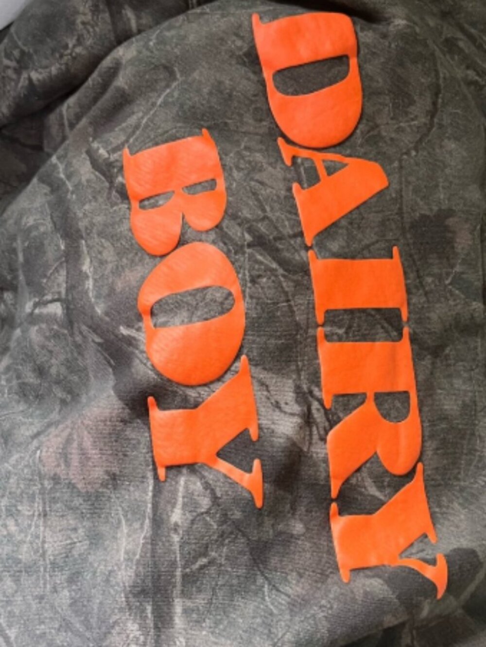 DAIRY BOY RIVER CAMO HOODIE - ORANGE LETTERS